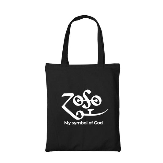 led zeppelin my symbol of god tote bag hand printed cotton women men unisex