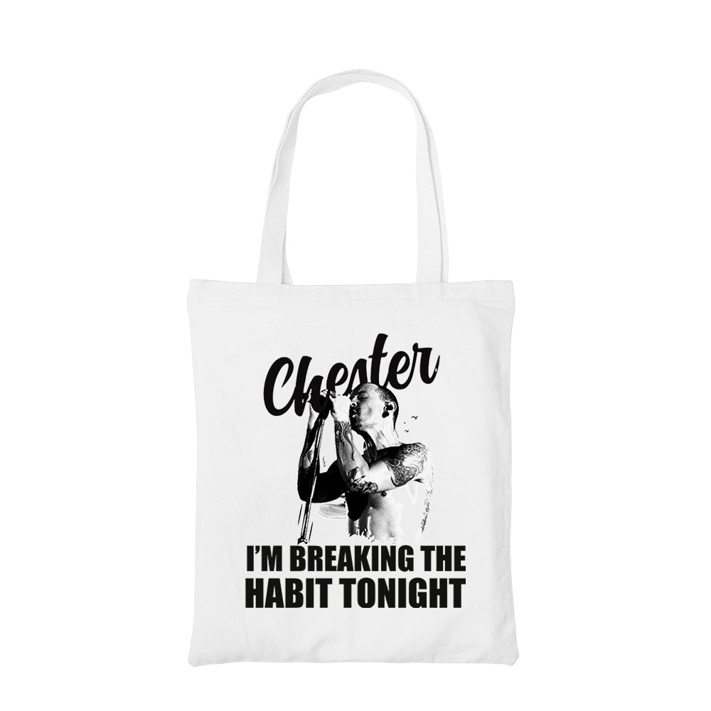 linkin park breaking the habit tote bag hand printed cotton women men unisex