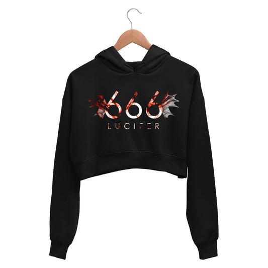 Lucifer Crop Hoodie - 666 Crop Hooded Sweatshirt for Women The Banyan Tee TBT