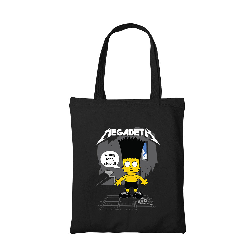 megadeth wrong font tote bag hand printed cotton women men unisex