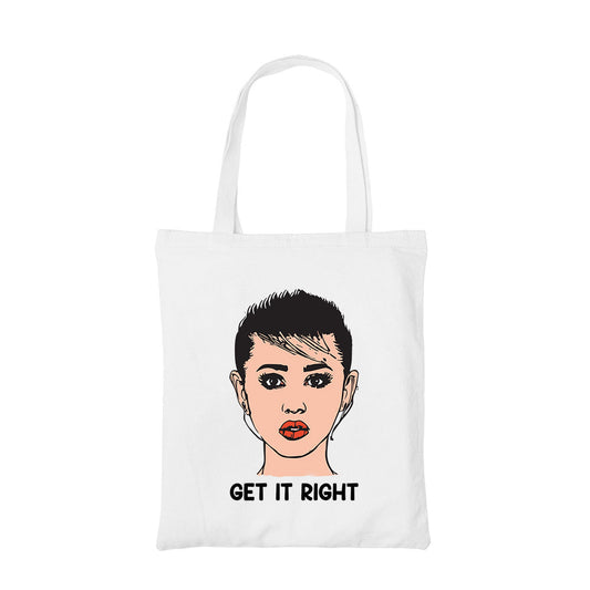 miley cyrus get it right tote bag hand printed cotton women men unisex