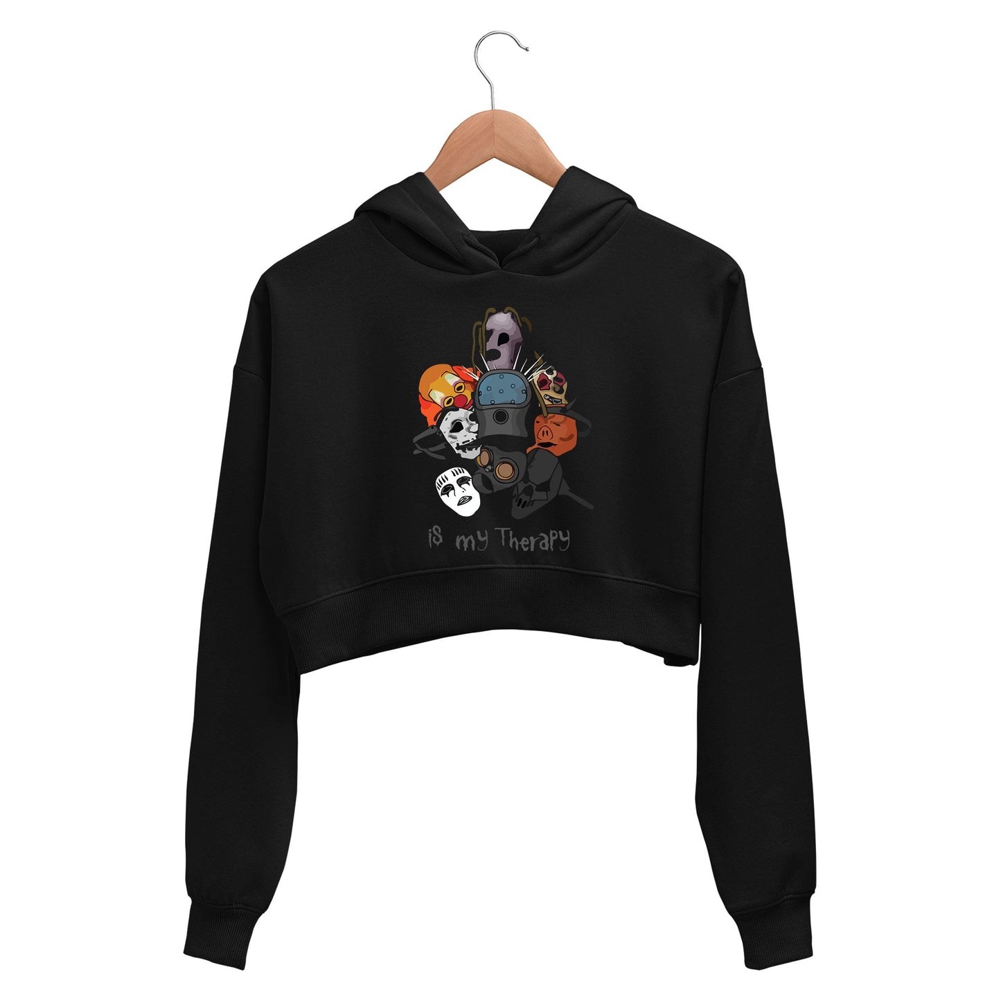 slipknot my therapy crop hoodie hooded sweatshirt upper winterwear music band buy online india the banyan tee tbt men women girls boys unisex black