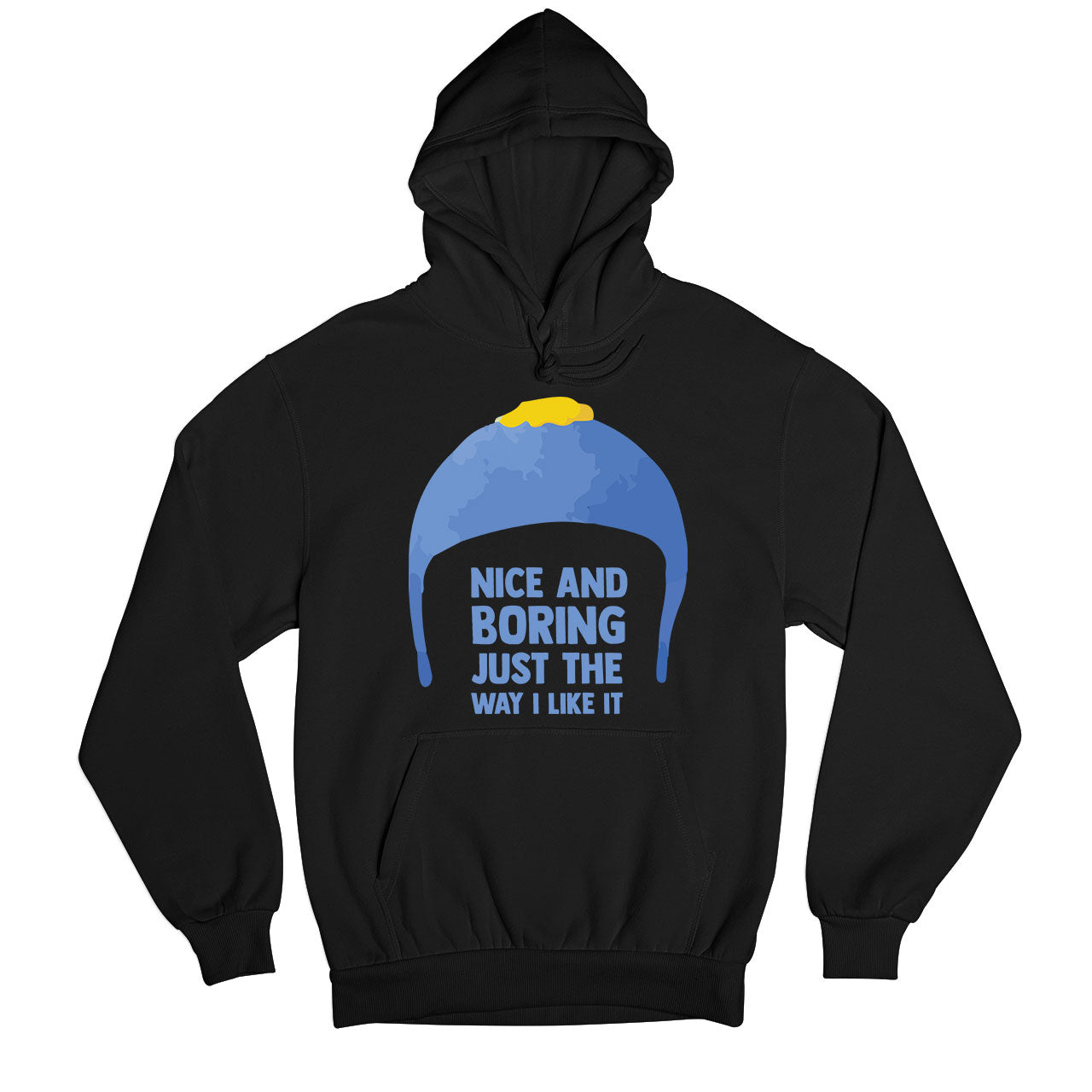 south park nice & boring hoodie hooded sweatshirt winterwear tv & movies buy online india the banyan tee tbt men women girls boys unisex black south park kenny cartman stan kyle cartoon character illustration