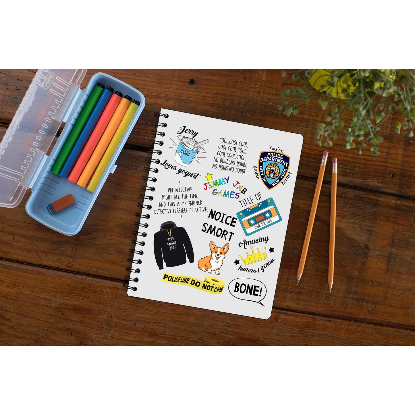 brooklyn nine-nine nine-nine doodle notebook notepad diary buy online india the banyan tee tbt unruled detective jake peralta terry charles boyle gina linetti andy samberg merchandise clothing acceessories