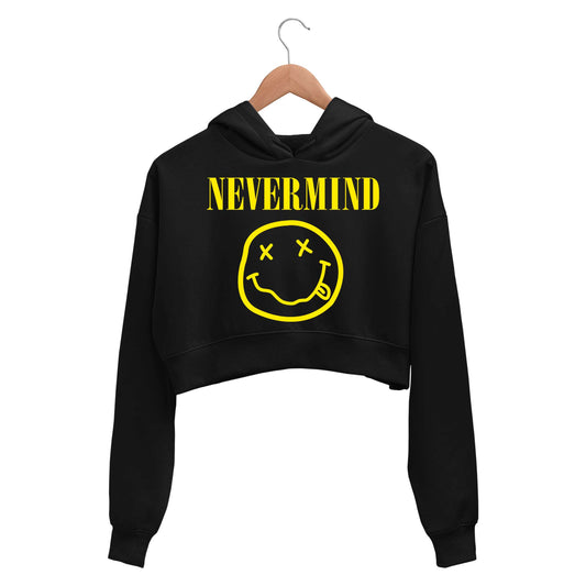 nirvana nevermind crop hoodie hooded sweatshirt upper winterwear music band buy online india the banyan tee tbt men women girls boys unisex black