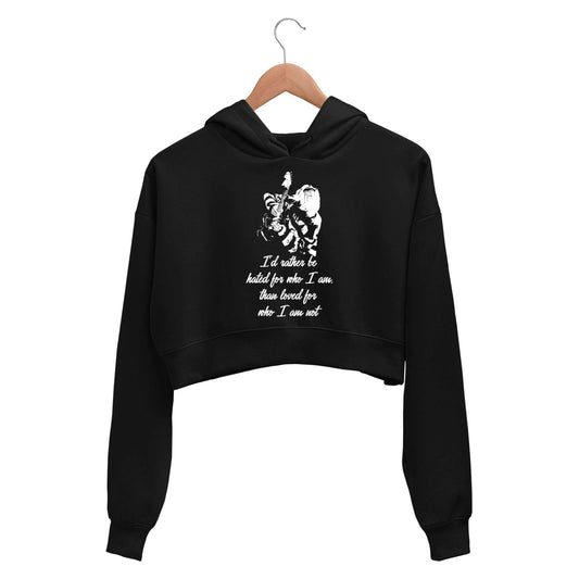 nirvana who i am crop hoodie hooded sweatshirt upper winterwear music band buy online india the banyan tee tbt men women girls boys unisex black