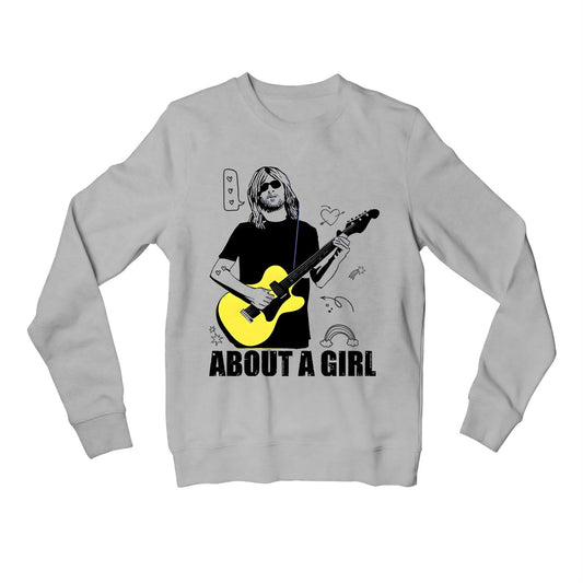 nirvana about a girl sweatshirt upper winterwear music band buy online india the banyan tee tbt men women girls boys unisex gray