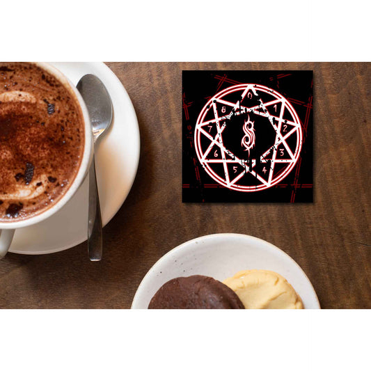 slipknot nonagram coasters wooden table cups indian music band buy online india the banyan tee tbt men women girls boys unisex