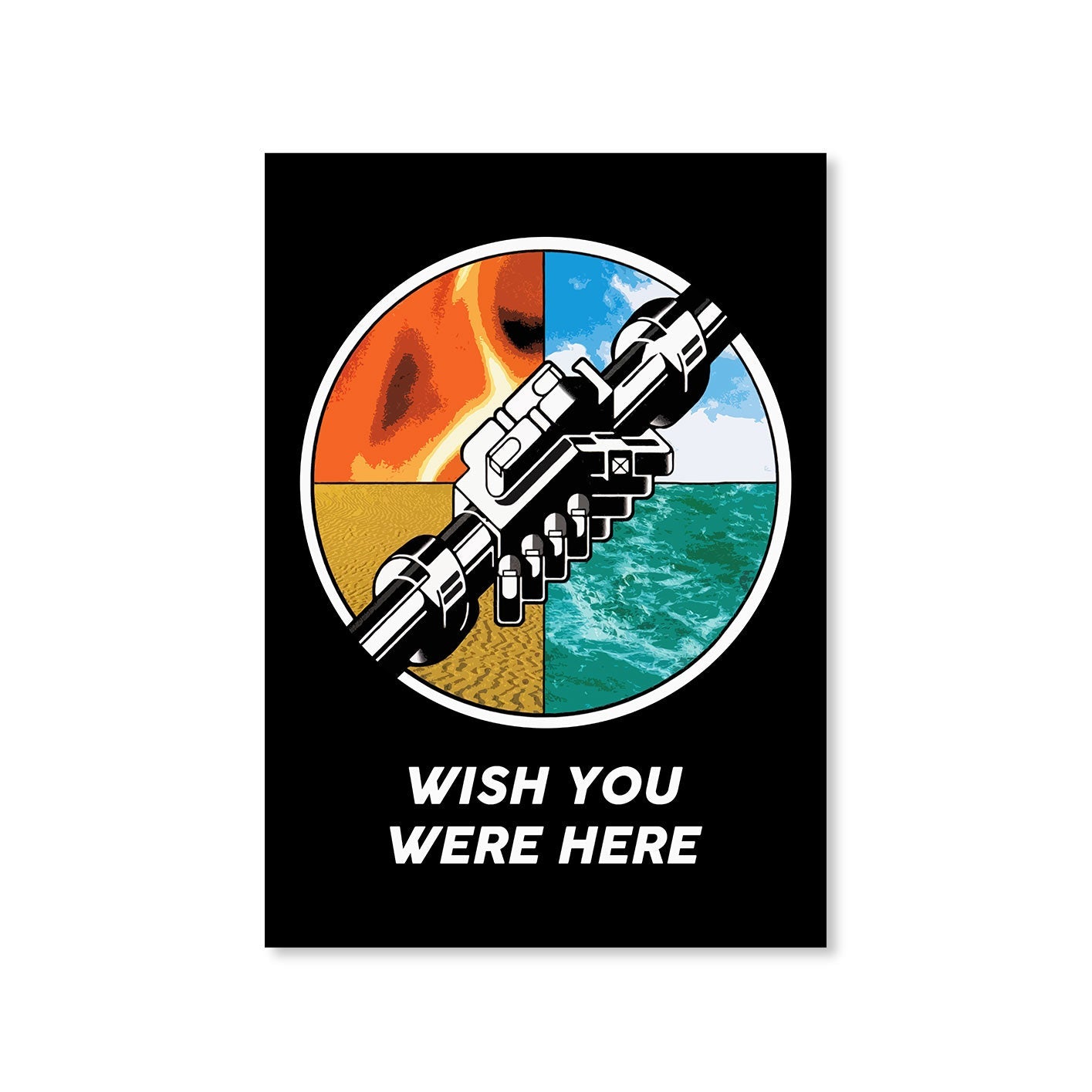 Wish You Were Here Pink Floyd Poster Posters Wallart Framed Unframed Laminated Art Wall Room Décor Big online India The Banyan Tee TBT