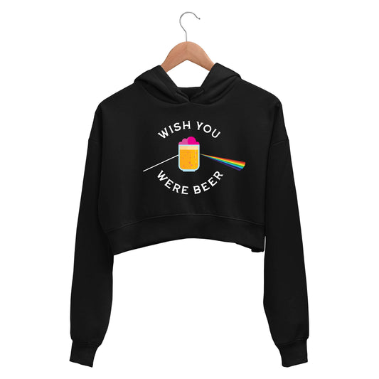 Wish You Were Beer Pink Floyd Crop Hoodie - The Wall Crop Hooded Sweatshirt for Women The Banyan Tee TBT hoodie girls teenage cute bust cropped