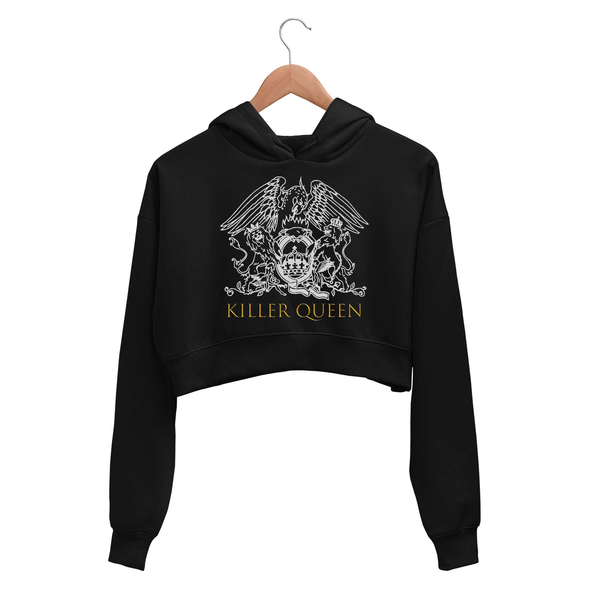 queen killer queen crop hoodie hooded sweatshirt upper winterwear music band buy online india the banyan tee tbt men women girls boys unisex black