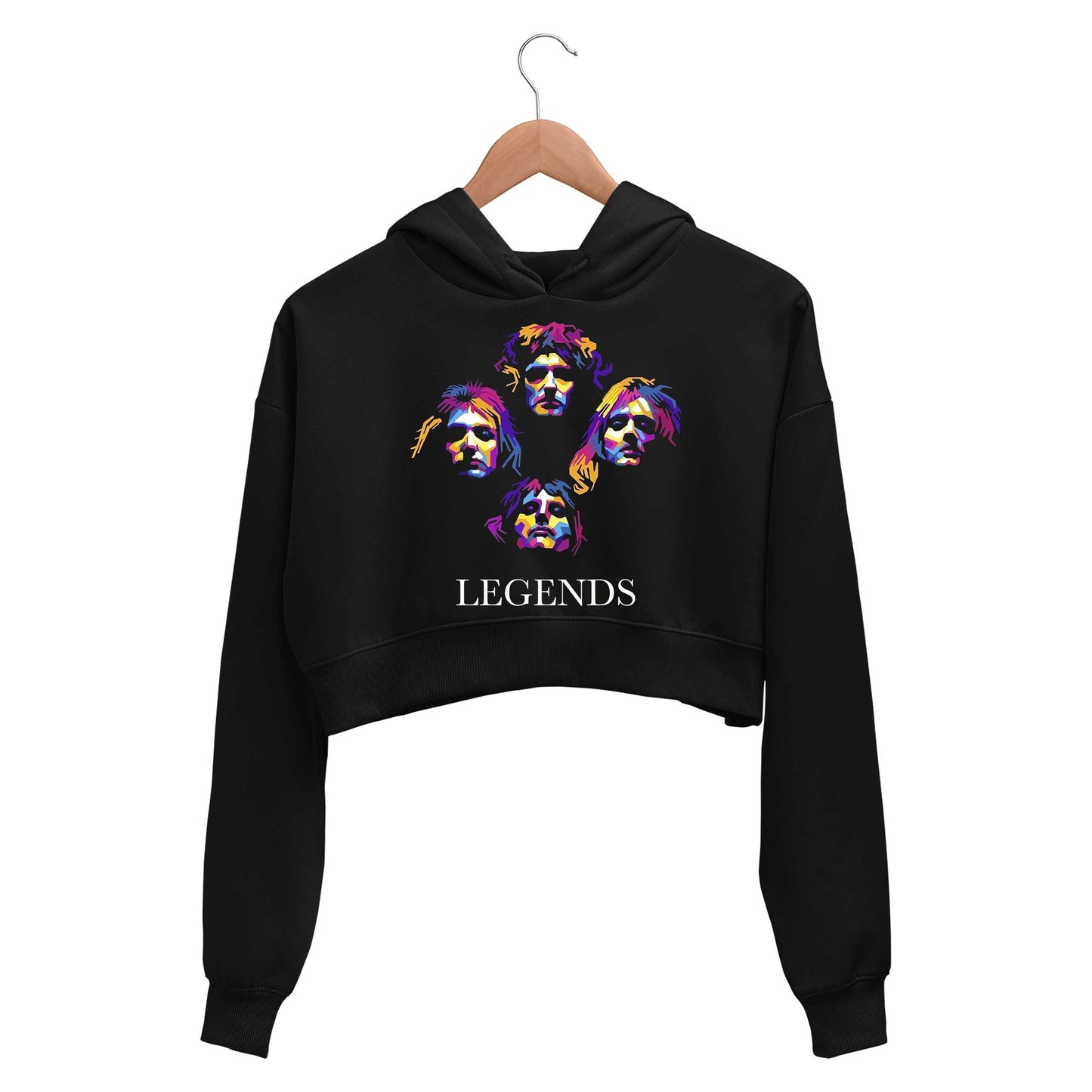 queen legends crop hoodie hooded sweatshirt upper winterwear music band buy online india the banyan tee tbt men women girls boys unisex black