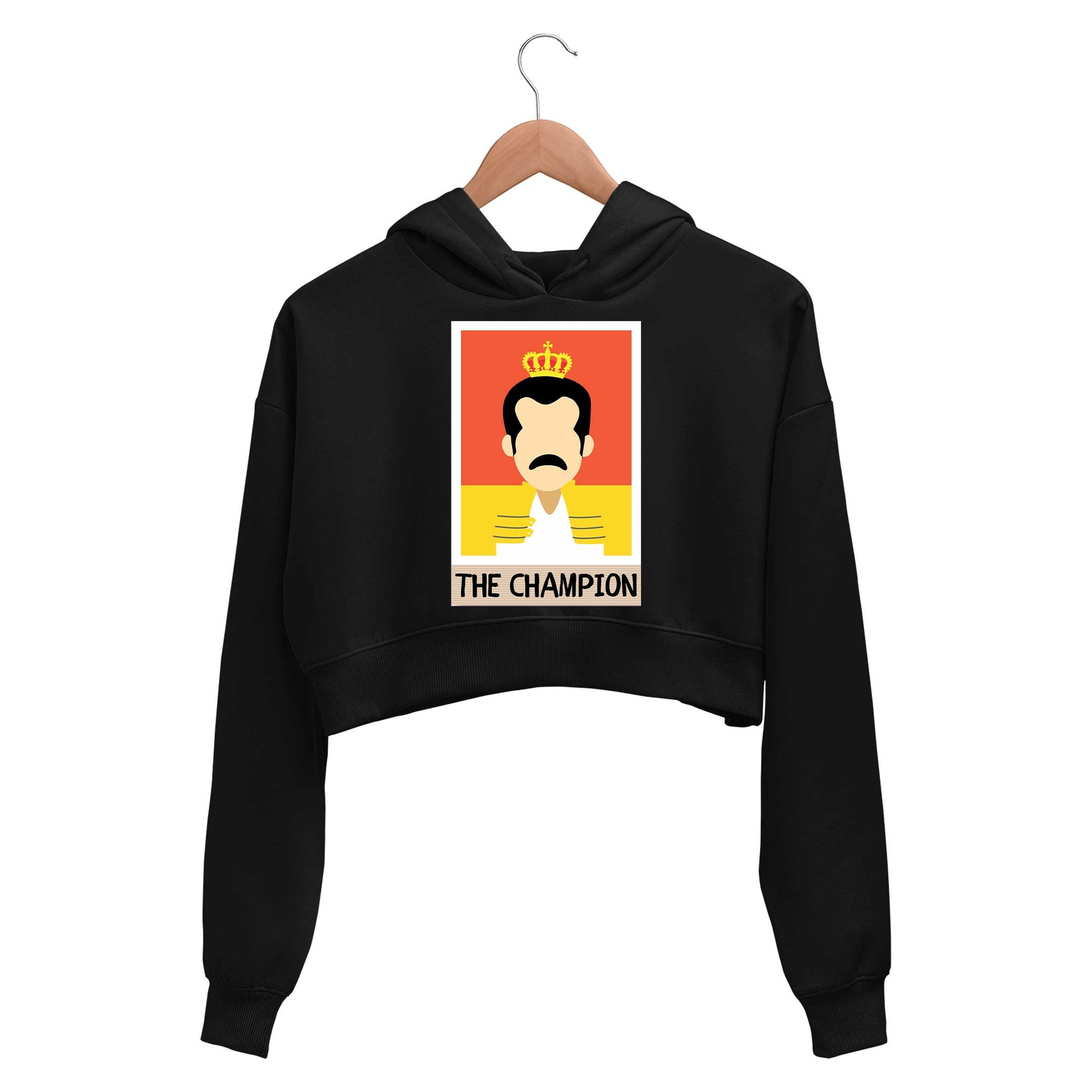 queen the champion crop hoodie hooded sweatshirt upper winterwear music band buy online india the banyan tee tbt men women girls boys unisex black