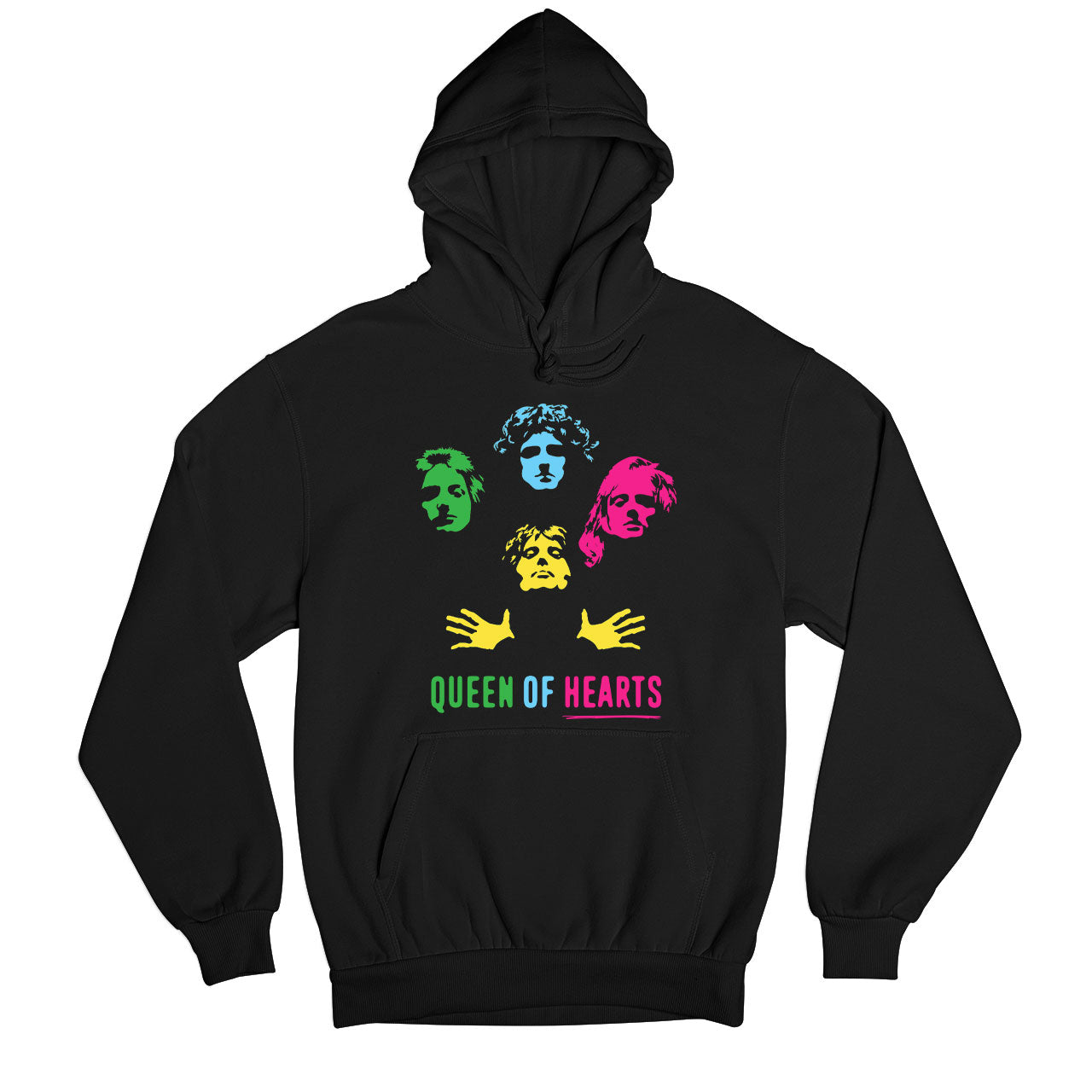 queen queen of hearts hoodie hooded sweatshirt winterwear music band buy online india the banyan tee tbt men women girls boys unisex black