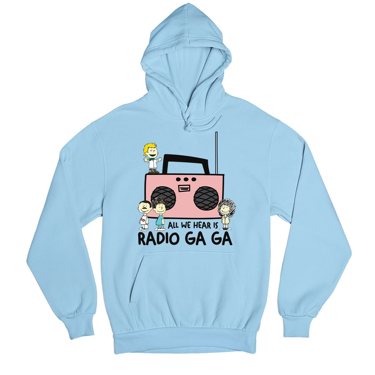 queen radio ga ga hoodie hooded sweatshirt winterwear music band buy online india the banyan tee tbt men women girls boys unisex baby blue