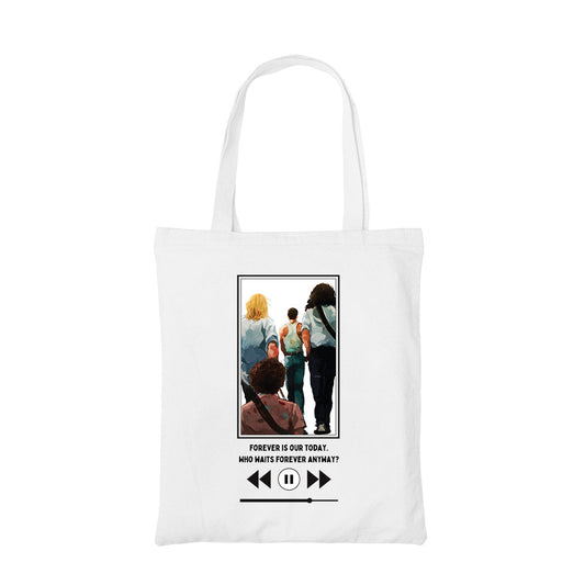 queen live forever tote bag hand printed cotton women men unisex