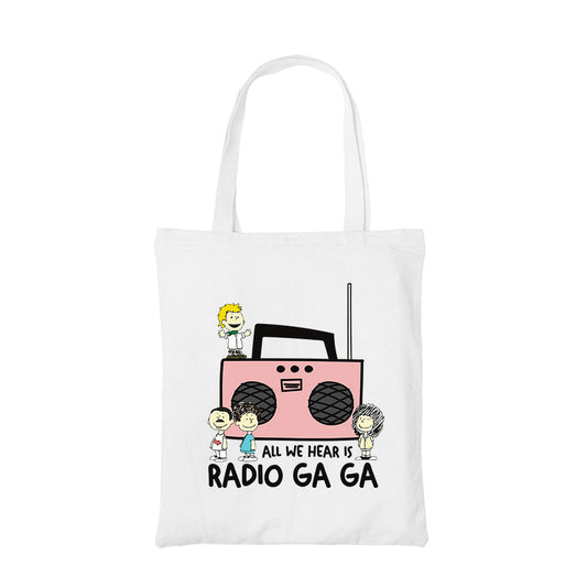 queen radio gaga tote bag hand printed cotton women men unisex