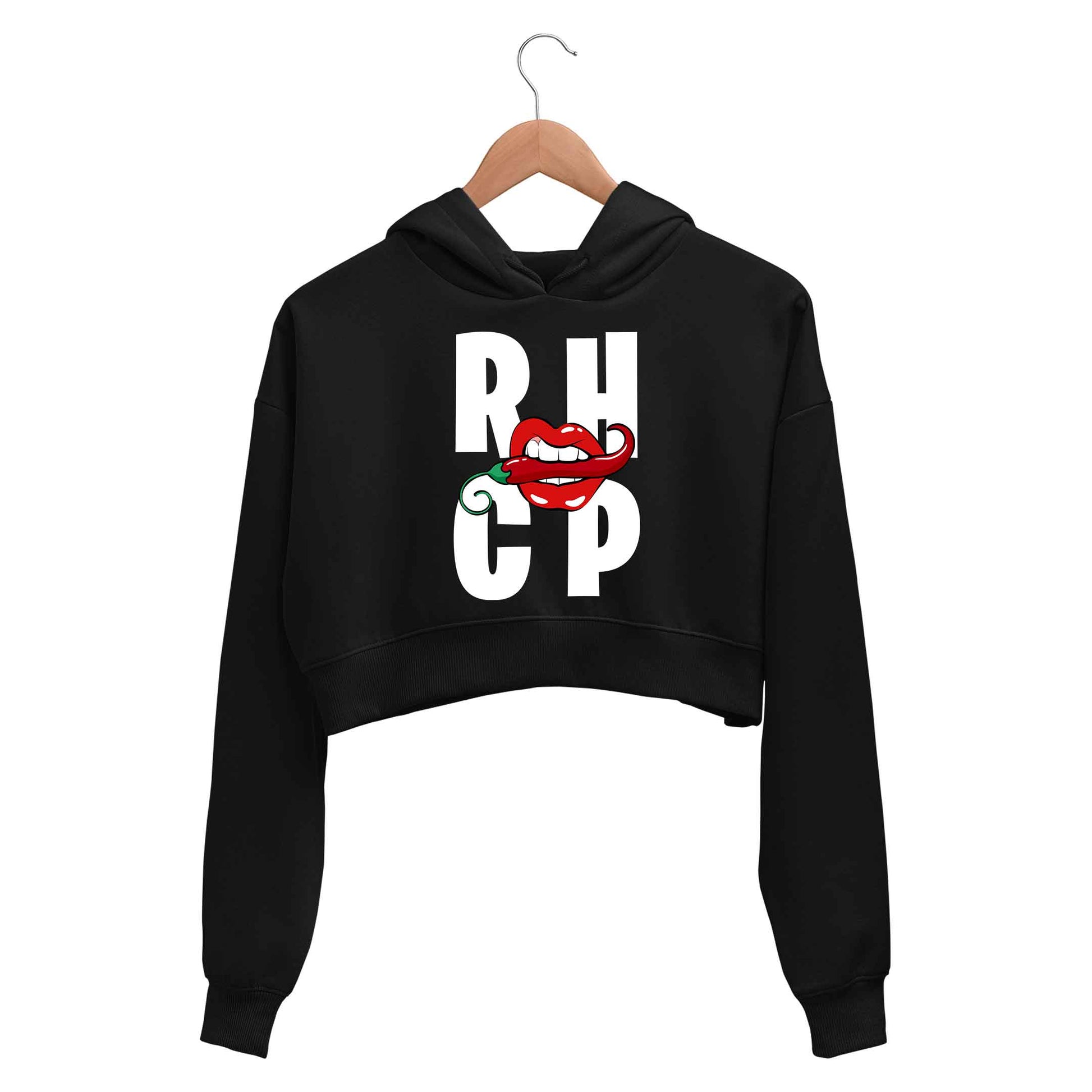 red hot chili peppers rhcp crop hoodie hooded sweatshirt upper winterwear music band buy online india the banyan tee tbt men women girls boys unisex black