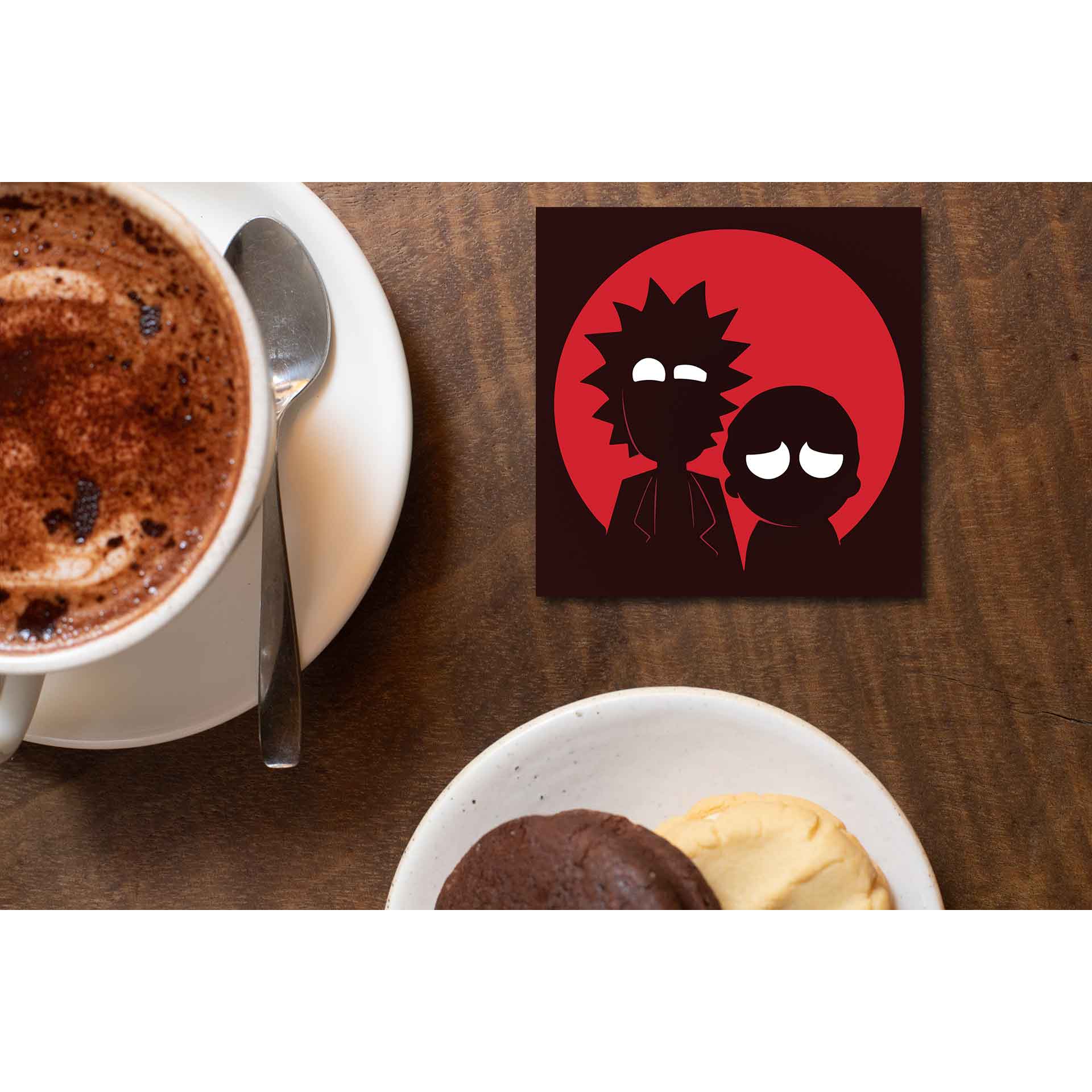 rick and morty silhouette coasters wooden table cups indian buy online india the banyan tee tbt men women girls boys unisex  rick and morty online summer beth mr meeseeks jerry quote vector art clothing accessories merchandise