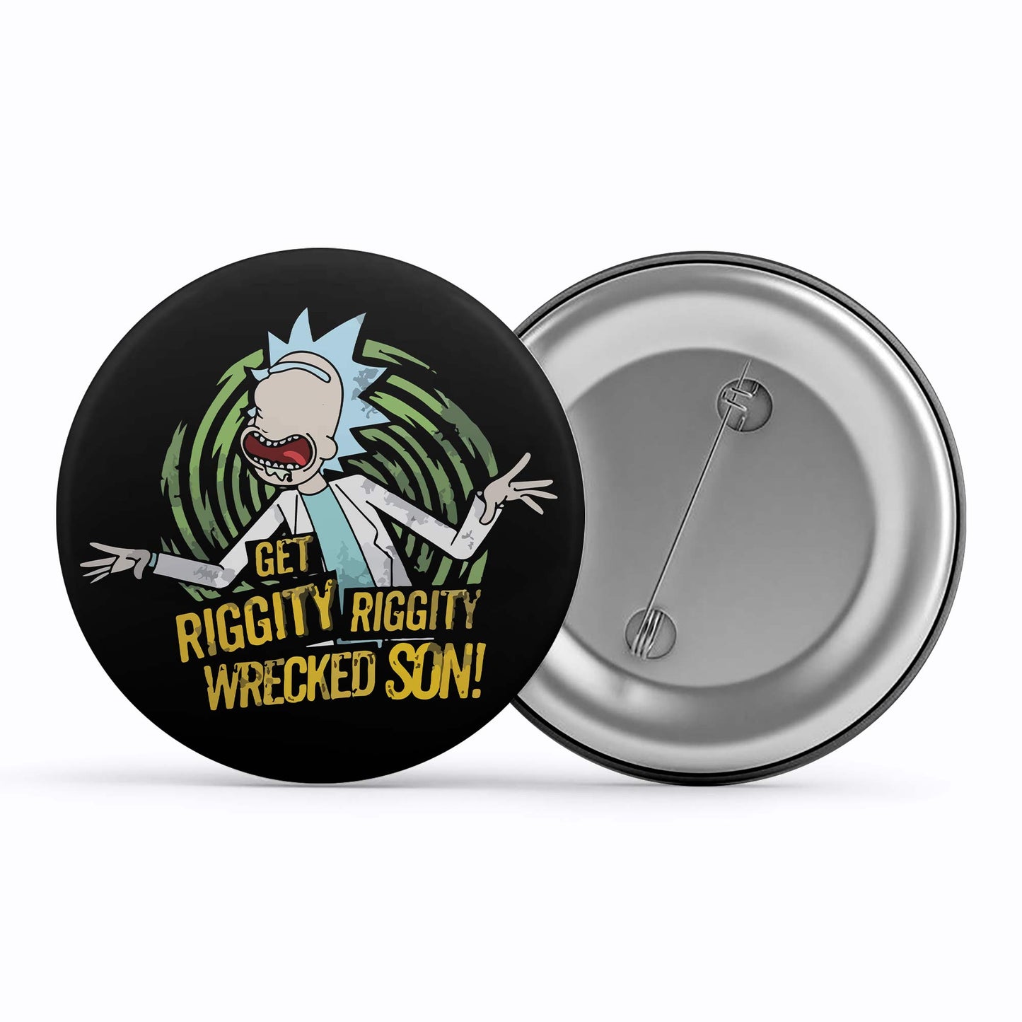 rick and morty riggity badge pin button buy online india the banyan tee tbt men women girls boys unisex  rick and morty online summer beth mr meeseeks jerry quote vector art clothing accessories merchandise