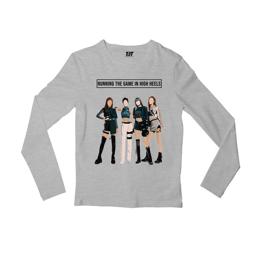 black pink running the game full sleeves long sleeves music band buy online india the banyan tee tbt men women girls boys unisex gray song k pop jennie lisa jisoo rose