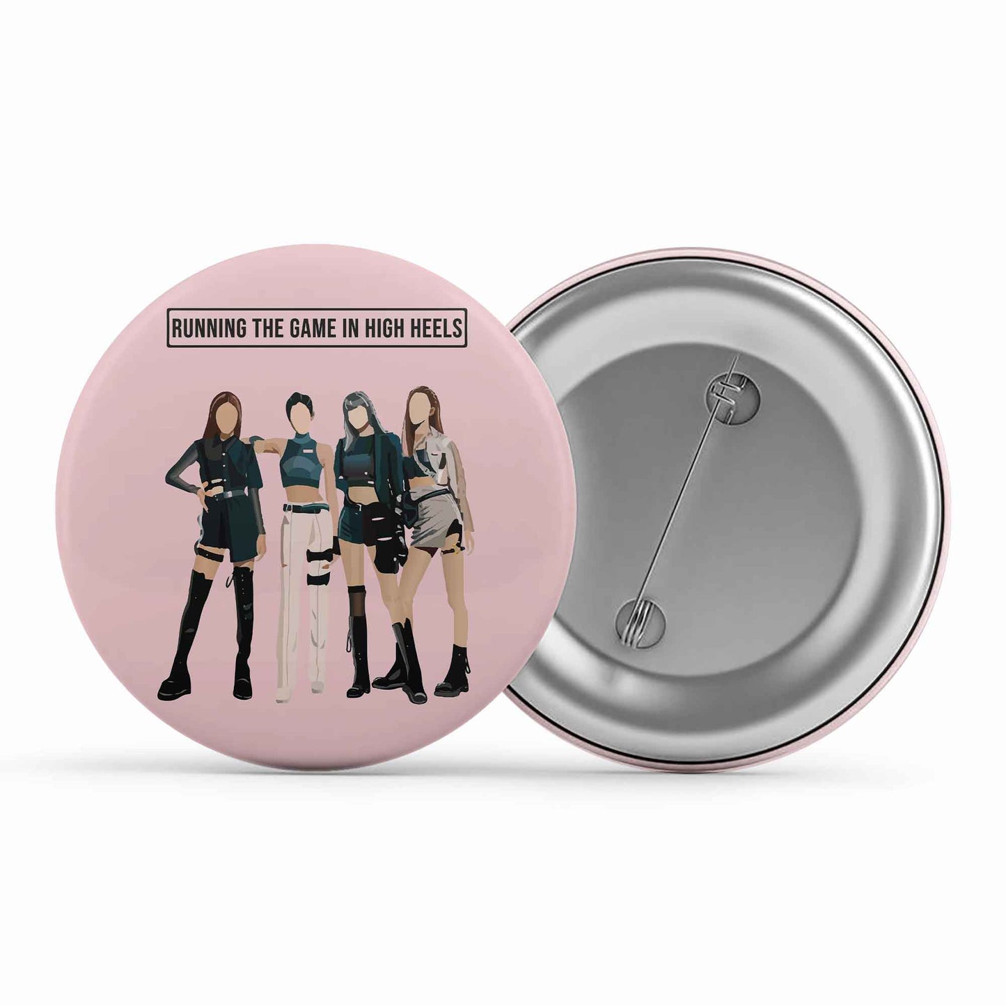 black pink running the game badge pin button music band buy online india the banyan tee tbt men women girls boys unisex  song k pop jennie lisa jisoo rose