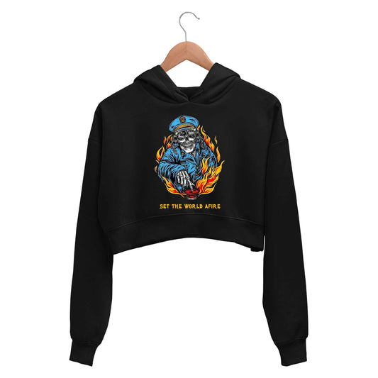 megadeth set the world afire crop hoodie hooded sweatshirt upper winterwear music band buy online india the banyan tee tbt men women girls boys unisex black