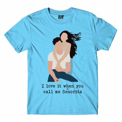 shawn mendes senorita t-shirt music band buy online india the banyan tee tbt men women girls boys unisex sky blue