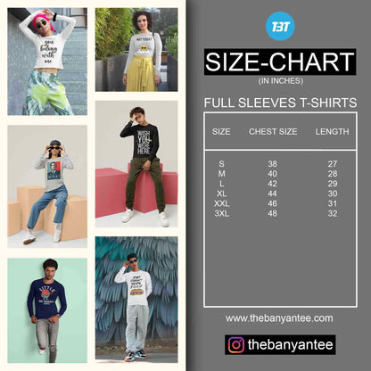 The Banyan Tee Full Sleeves T-shirt Size Chart