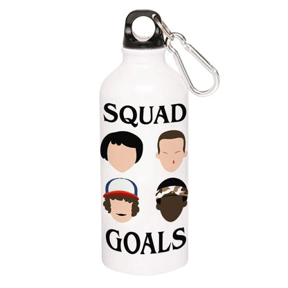 stranger things squad goals sipper steel water bottle flask gym shaker tv & movies buy online india the banyan tee tbt men women girls boys unisex  stranger things eleven demogorgon shadow monster dustin quote vector art clothing accessories merchandise
