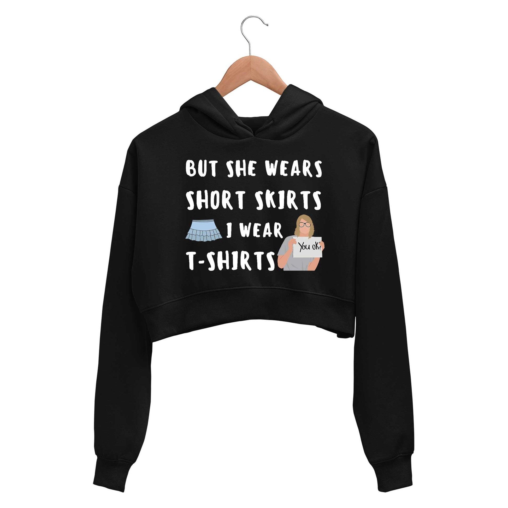 taylor swift i wear t-shirts crop hoodie hooded sweatshirt upper winterwear music band buy online india the banyan tee tbt men women girls boys unisex black 