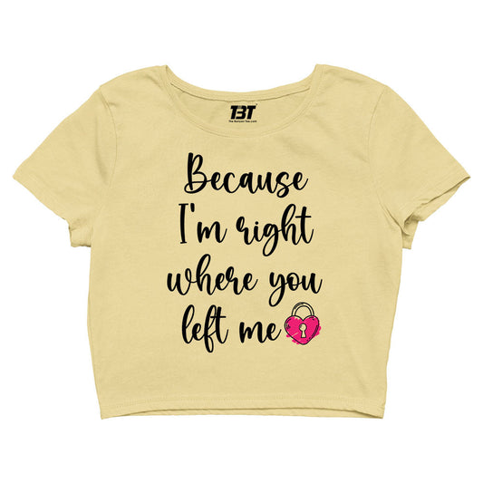 taylor swift right where you left me crop top music band buy online india the banyan tee tbt men women girls boys unisex xs