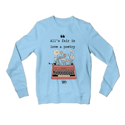 taylor swift love & poetry sweatshirt upper winterwear music band buy online india the banyan tee tbt men women girls boys unisex baby blue