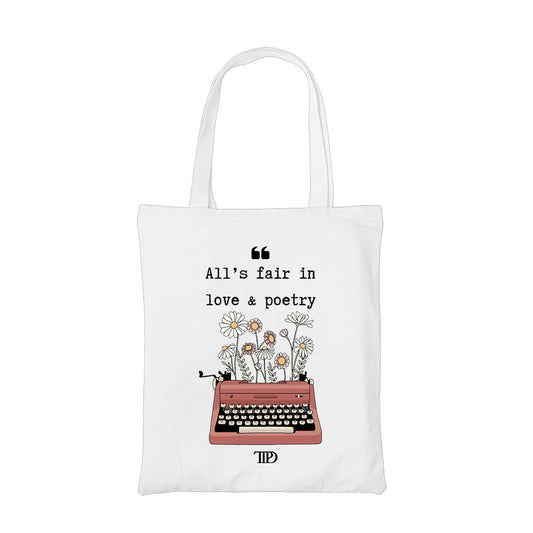 taylor swift love & poetry tote bag hand printed cotton women men unisex