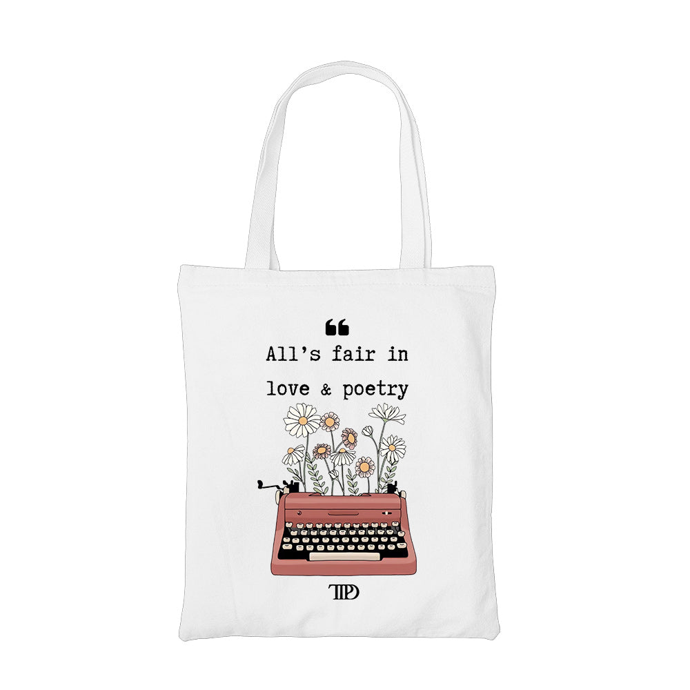taylor swift love & poetry tote bag hand printed cotton women men unisex