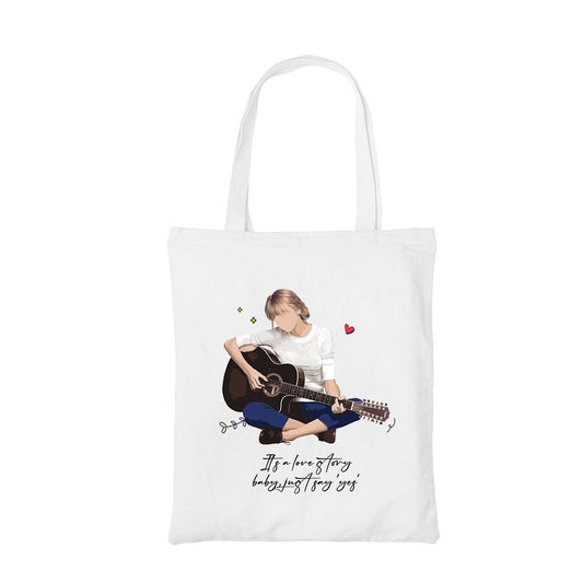 taylor swift love story tote bag hand printed cotton women men unisex