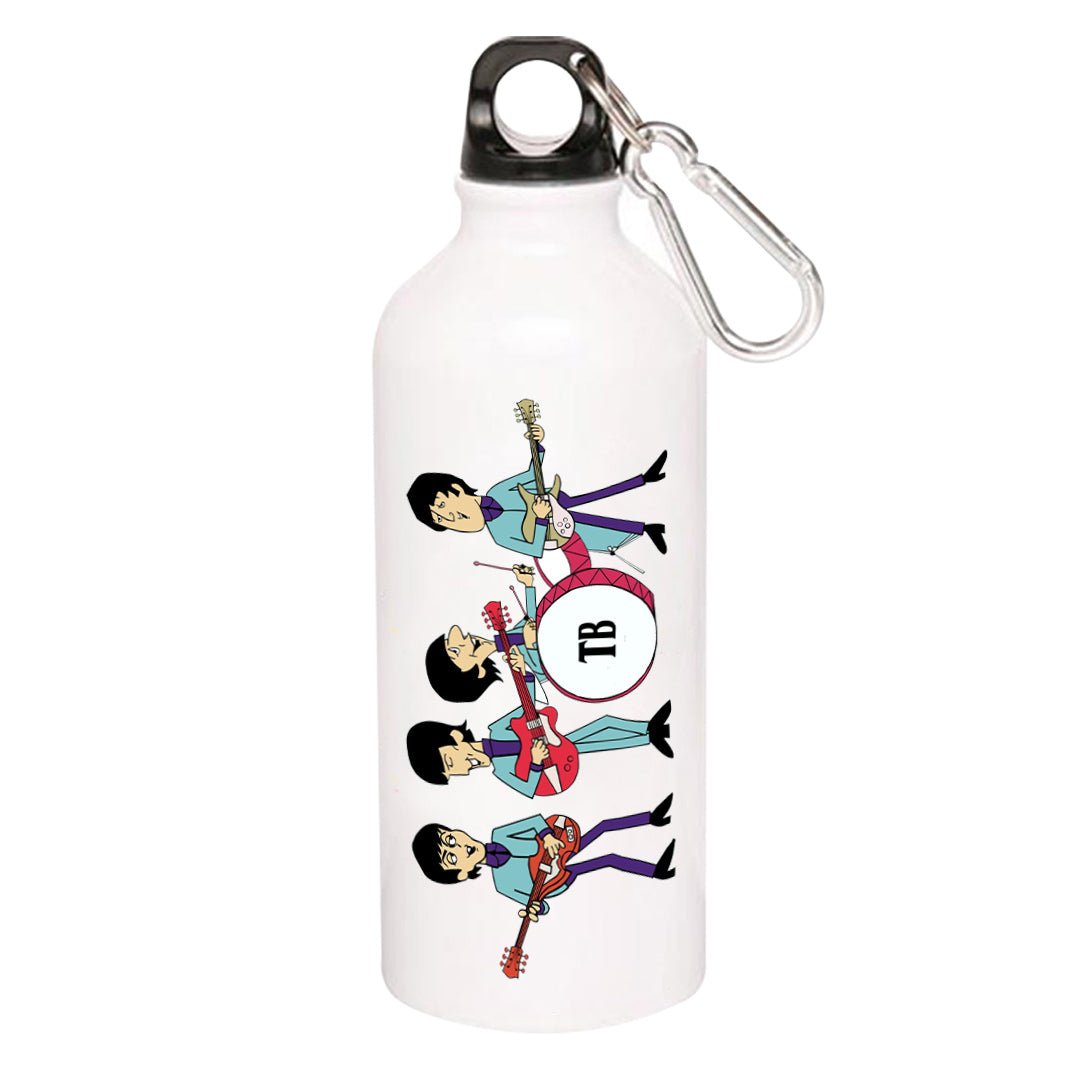 Cartoon Caricature The Beatles Sipper Metal Water Bottle The Banyan Tee TBT