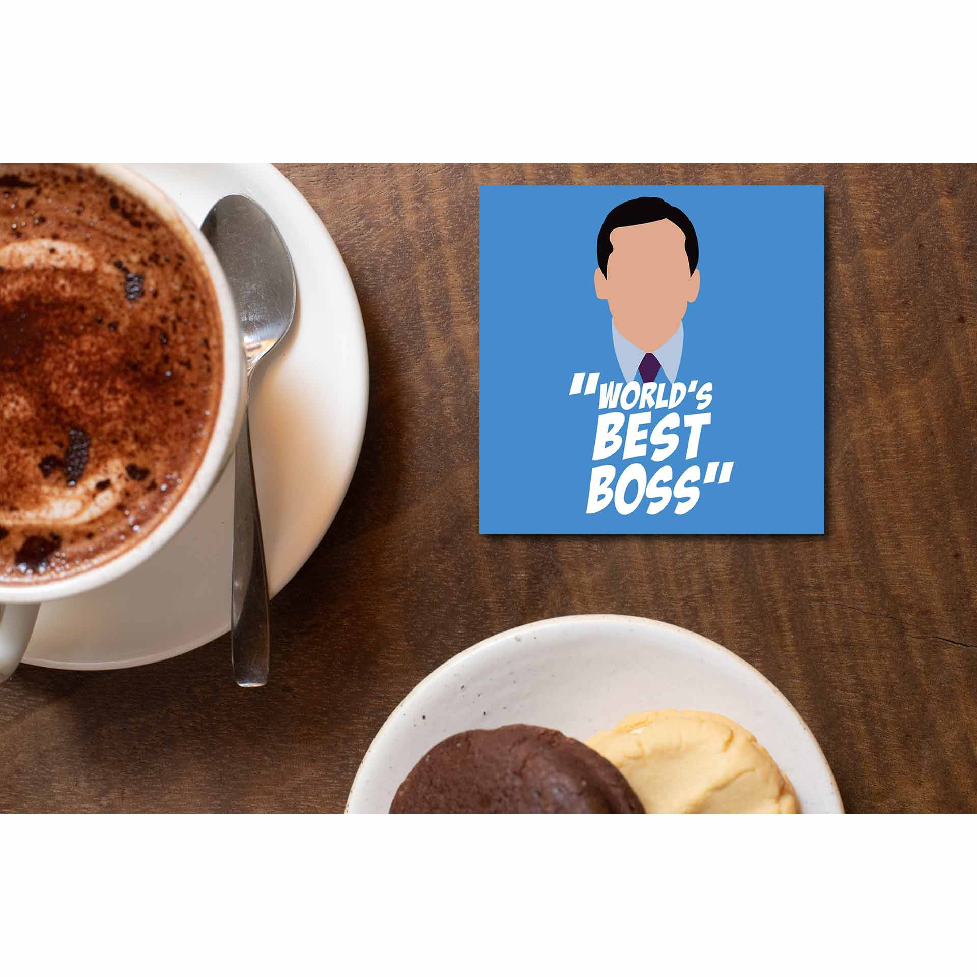 the office world's best boss coasters wooden table cups indian tv & movies buy online india the banyan tee tbt men women girls boys unisex  - michael scott