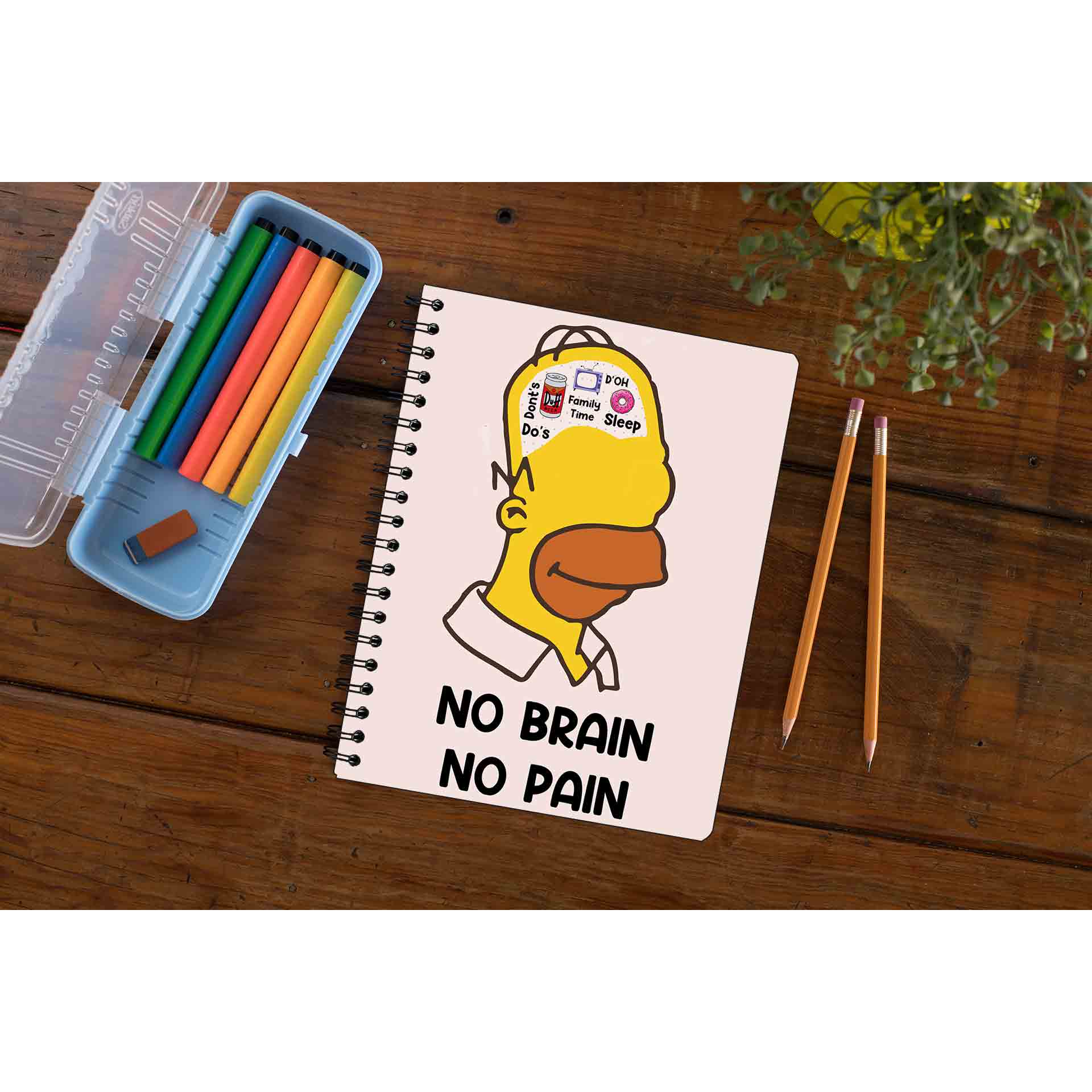 the simpsons no brain no pain notebook notepad diary buy online india the banyan tee tbt unruled - homer simpson