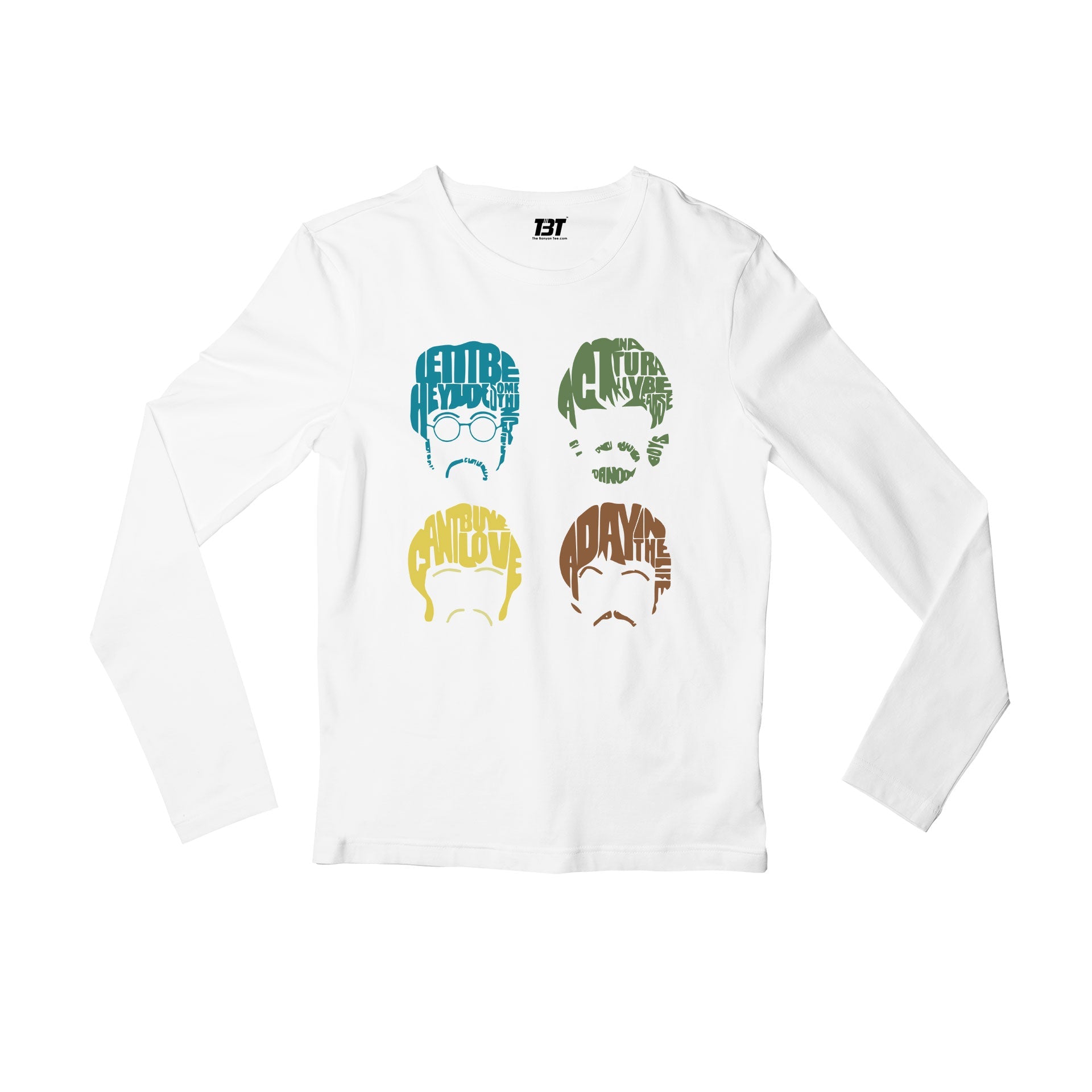 Typography The Beatles Full Sleeves T-shirt Long Sleeves - The Banyan Tee TBT