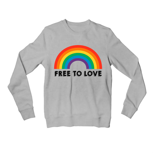 pride free to love sweatshirt upper winterwear printed graphic stylish buy online india the banyan tee tbt men women girls boys unisex gray - lgbtqia+