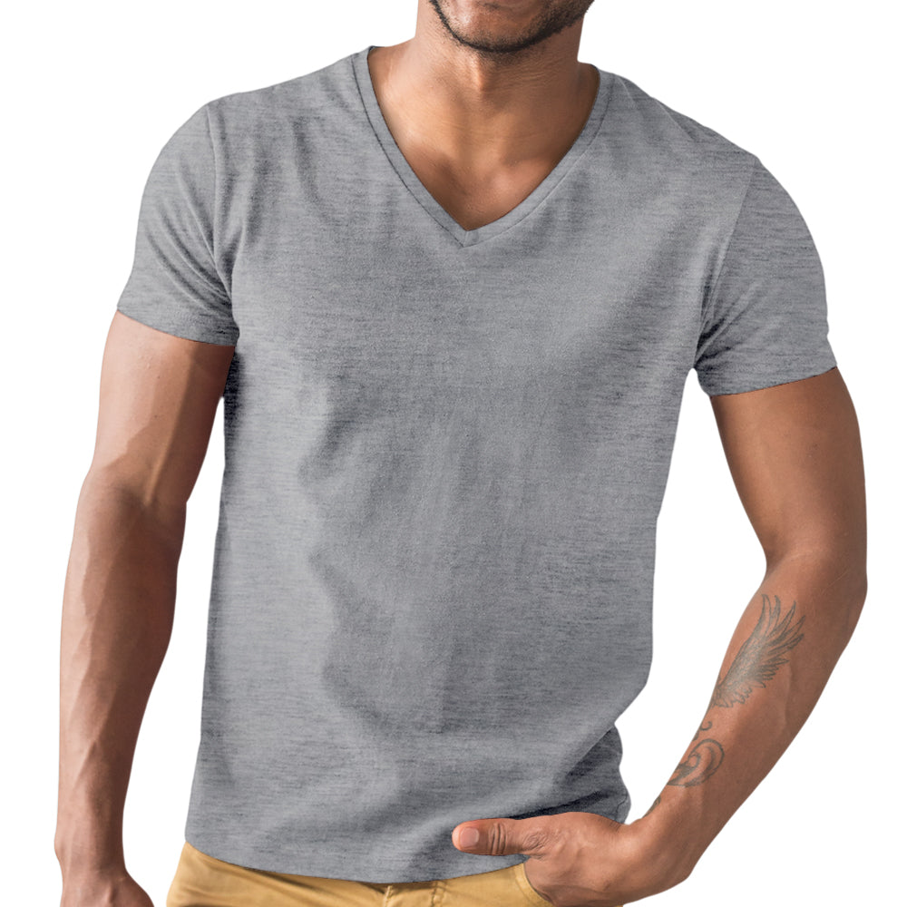 grey melange plain v neck t-shirt by the banyan tee tbt basics india plain v-neck tshirts