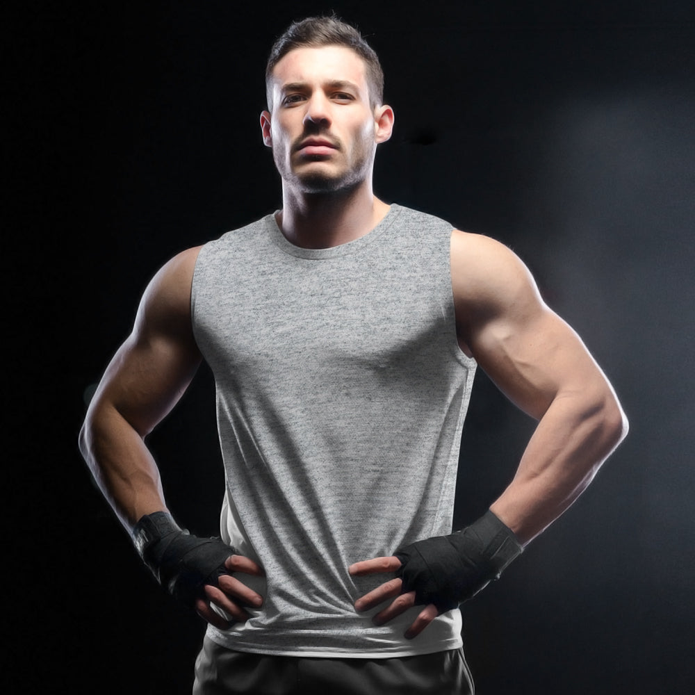 grey gym vest grey melange sleeveless tshirts by the banyan tee cheap gym t shirts india vests for men