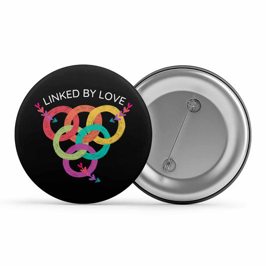 pride linked by love badge pin button printed graphic stylish buy online india the banyan tee tbt men women girls boys unisex  - lgbtqia+