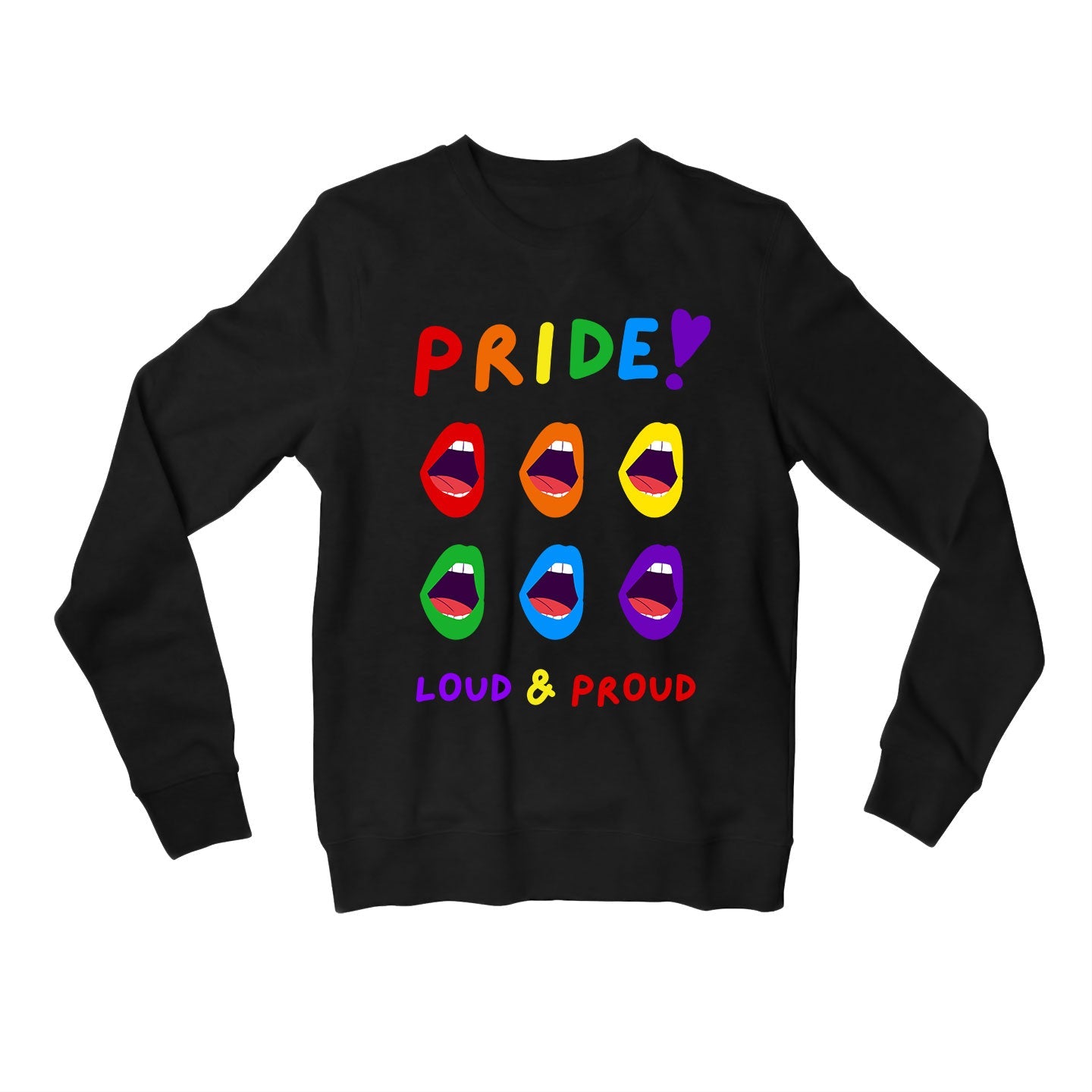 pride loud and proud sweatshirt upper winterwear printed graphic stylish buy online india the banyan tee tbt men women girls boys unisex black - lgbtqia+