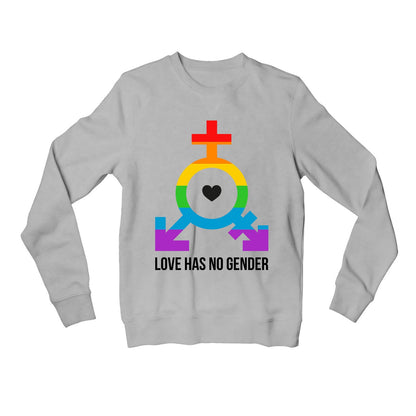 pride love has no gender sweatshirt upper winterwear printed graphic stylish buy online india the banyan tee tbt men women girls boys unisex gray - lgbtqia+