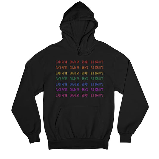 pride love has no limit hoodie hooded sweatshirt winterwear printed graphic stylish buy online india the banyan tee tbt men women girls boys unisex black - lgbtqia+