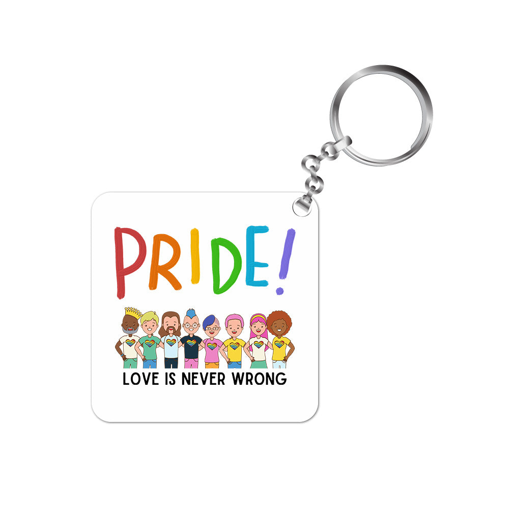 pride love is never wrong keychain keyring for car bike unique home printed graphic stylish buy online india the banyan tee tbt men women girls boys unisex  - lgbtqia+