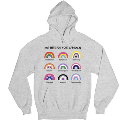 pride not here for your approval hoodie hooded sweatshirt winterwear printed graphic stylish buy online india the banyan tee tbt men women girls boys unisex gray - lgbtqia+