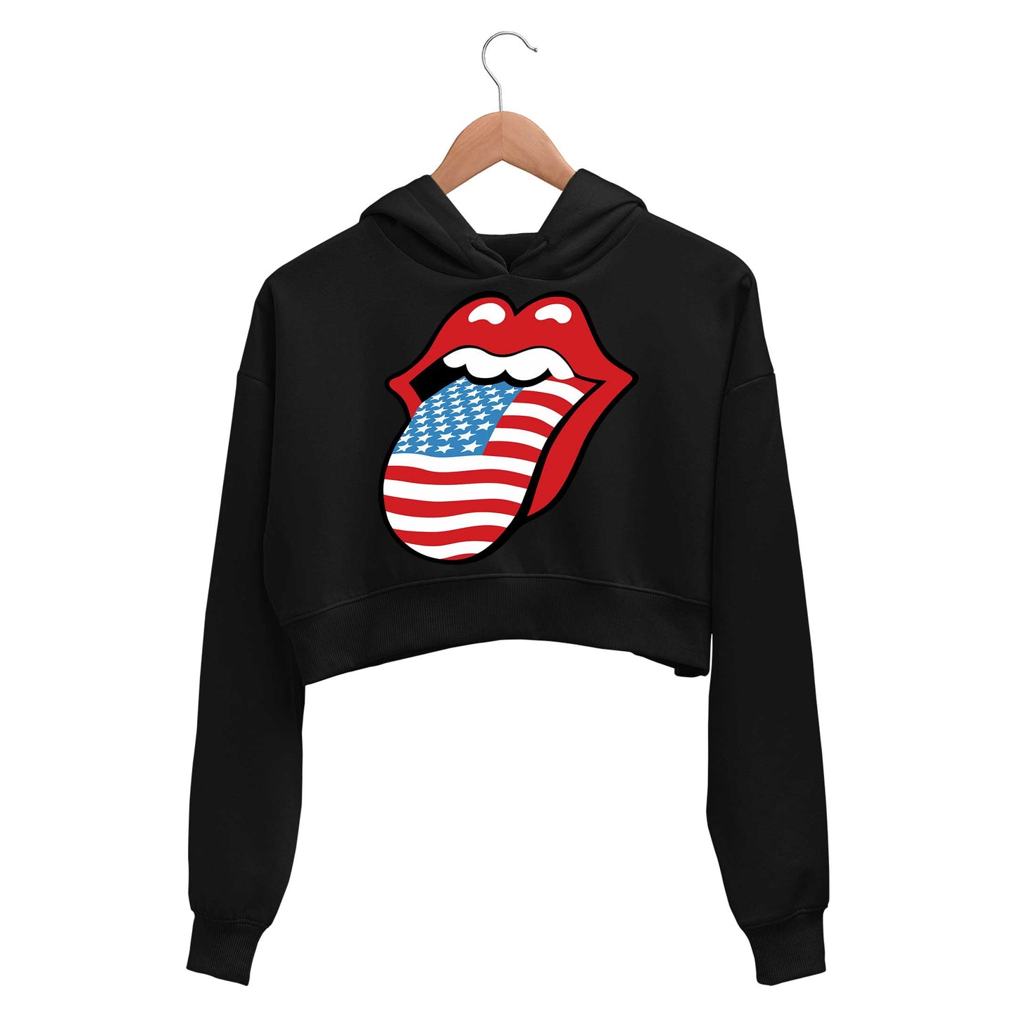 the rolling stones tongue crop hoodie hooded sweatshirt upper winterwear music band buy online india the banyan tee tbt men women girls boys unisex black